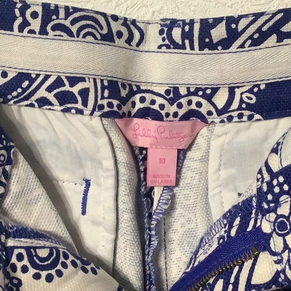 Lilly Pulitzer - Sz 10 - wide leg pants - Blue and White Paisley Patterned pants - Picture 10 of 13
